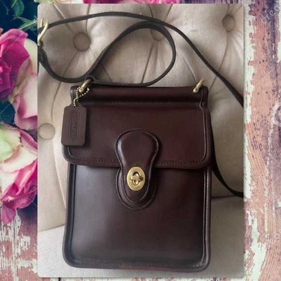 VINTAGE COACH MAHOGANY BROWN LEATHER CROSSBODY MINI WILLIS MURPHY BAG 9930